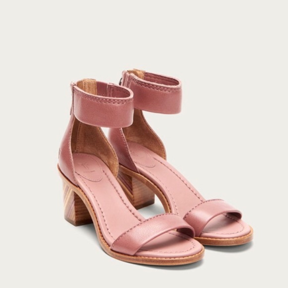 Frye Mauve Pink Brielle Zip Cute Block Ankle Heels - Picture 2 of 9